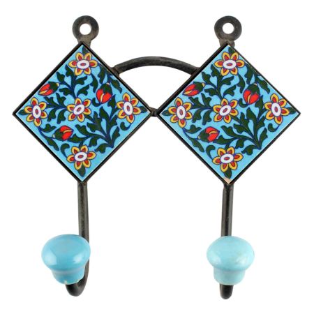 Forest Green Leaf Ceramic Tile Hook 